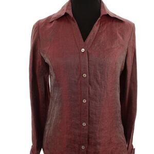 Coldwater Creek Top Blouse Button Down Front Shimmer Petite XS